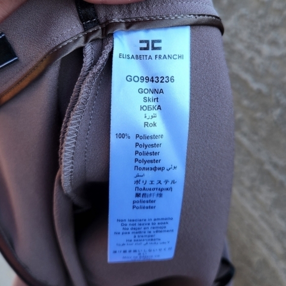 ELISABETTA FRANCHI Pleated Antique Rose Crepe Mini Skirt - Picture 7 of 8